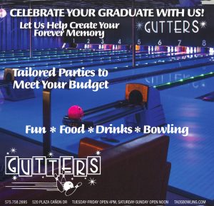 Celebrate your graduate with us! Let Gutters Taos Bowling help create your forever memory. Tailored parties to meet your budget!