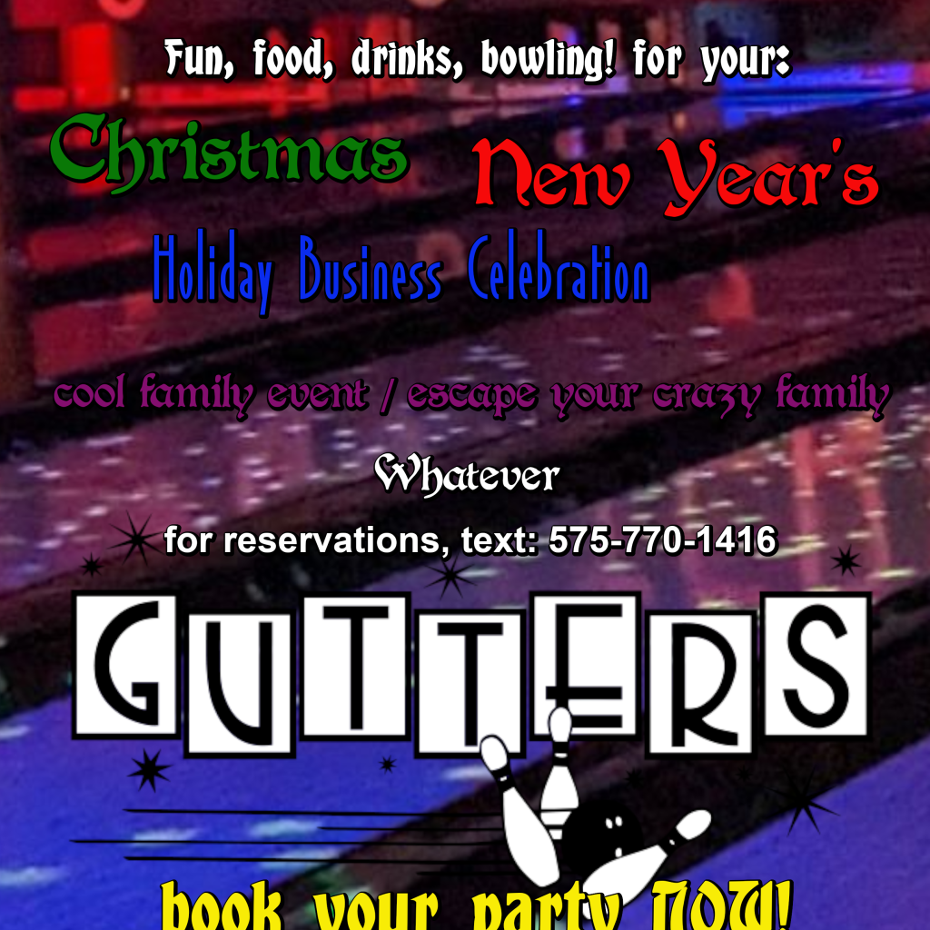 book your holiday party at Gutters Taos Bowling NOW! 